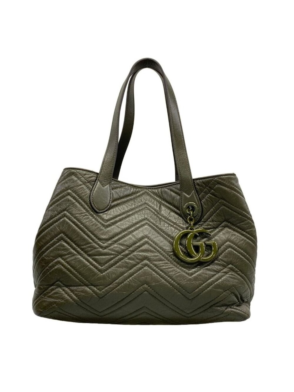 Gucci Tote Bag GG Marmont Khaki Leather